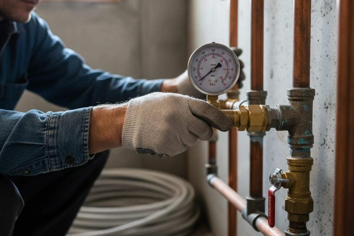 Pressure testing a repaired line during Water Line Repair in Tucson